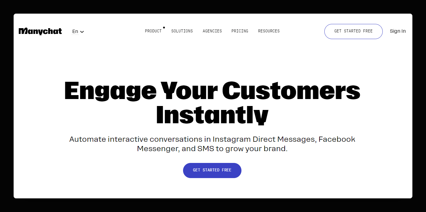 Manychat: automated chatbot platform to attract and engage new prospects.