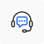 A blue icon with a headset and a speech bubble, perfect for multi-store customer support.