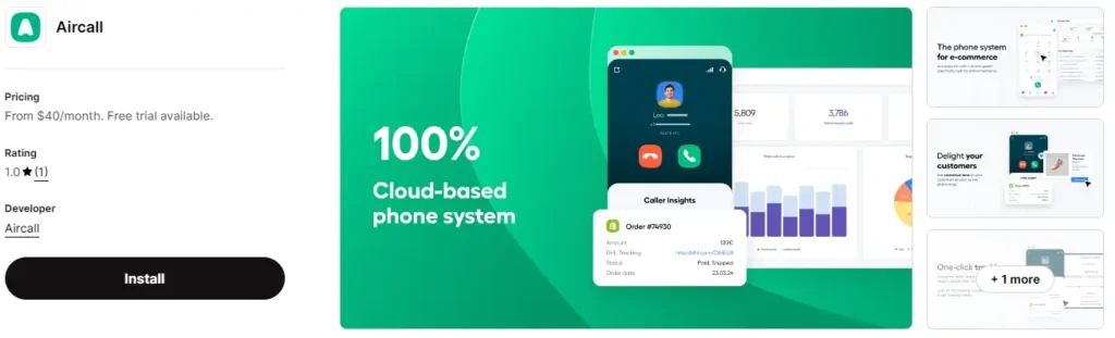 Aircall best cloud phone software for shopify stores