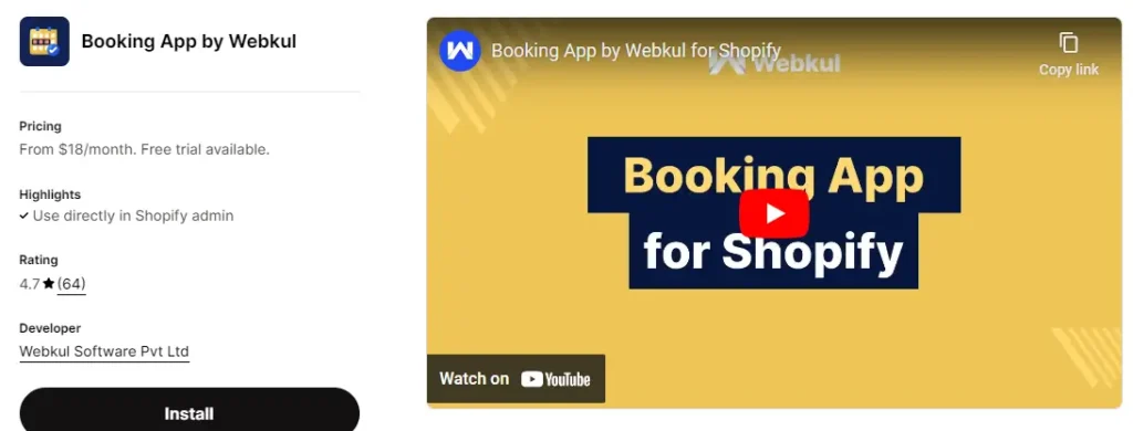 Booking app by webkul