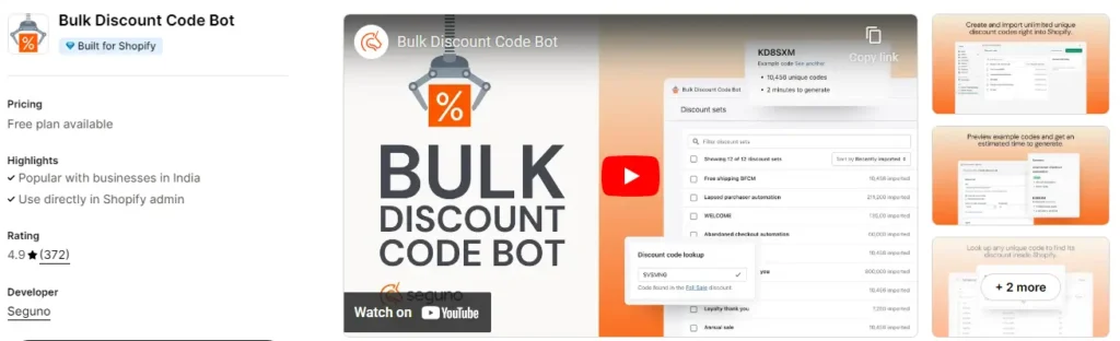 Bulk discount code generator seguno