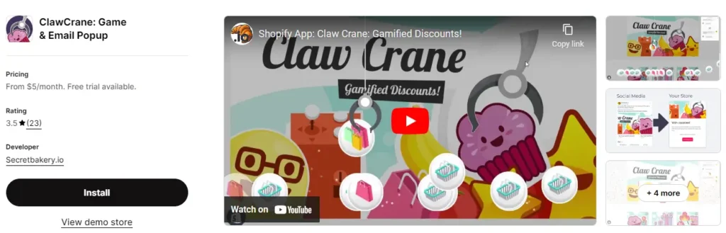 Clawcrane game email popup