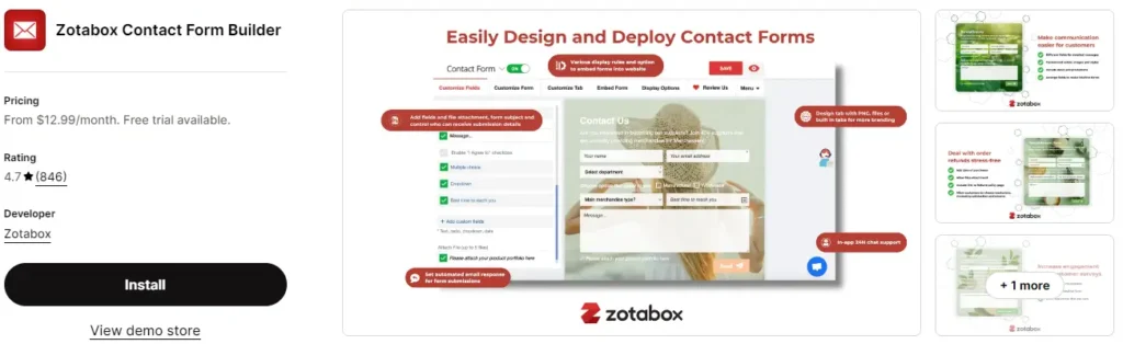 Easy contact form by zotabox