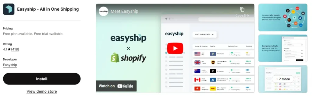 Easyship best for calculating international taxes and duties