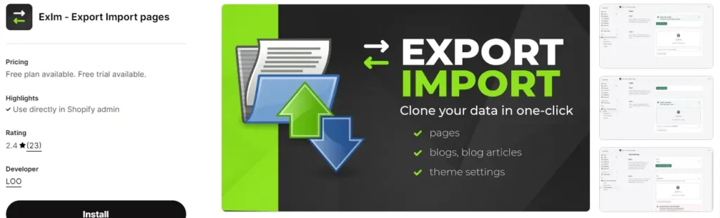 Exim – best for exporting pages and blogs