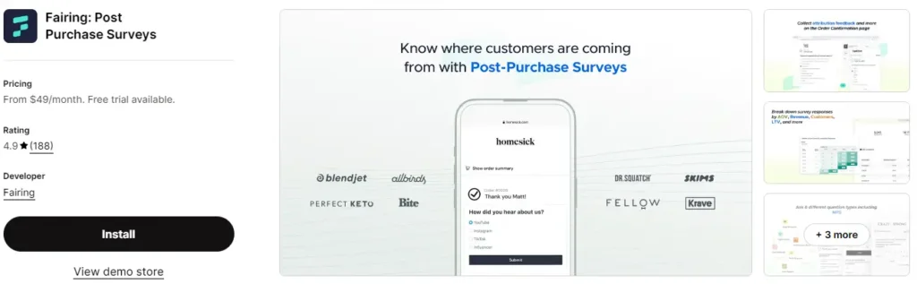 Fairing post purchase surveys for customer insights