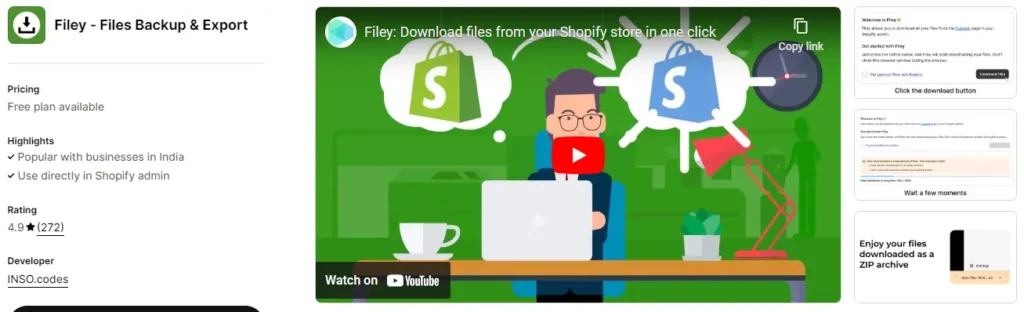 Filey – best for backing up shopify store media