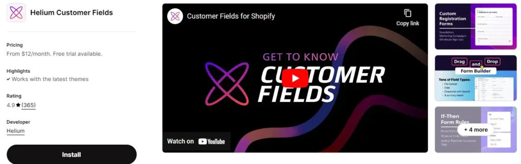 Helium customer fields