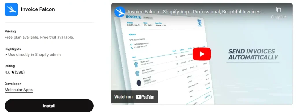 Invoice falcon