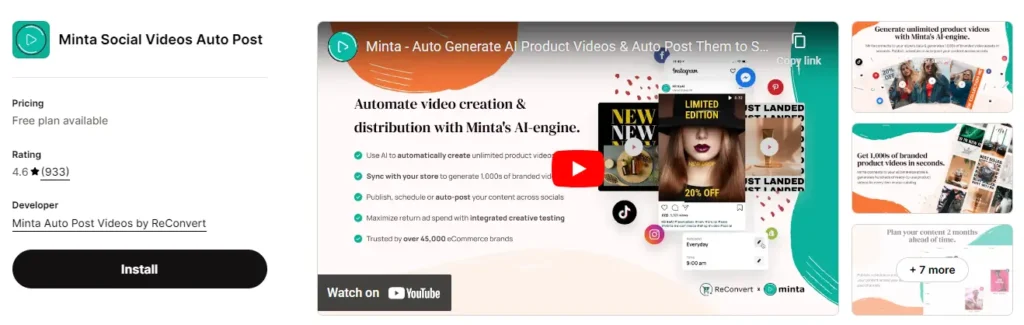 Minta social media video maker