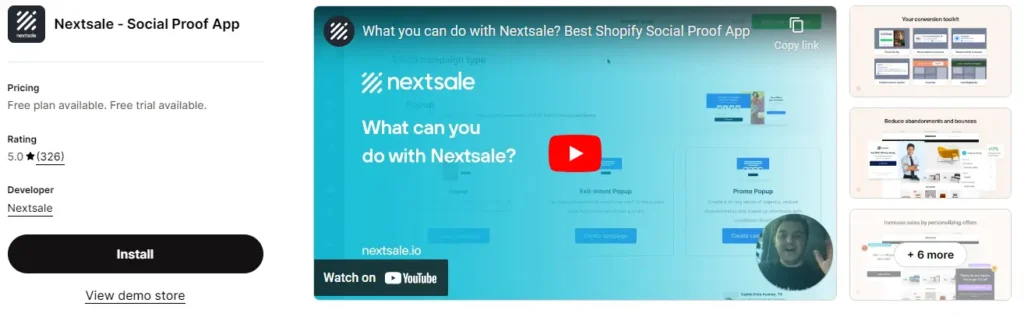 Nextsale social proof