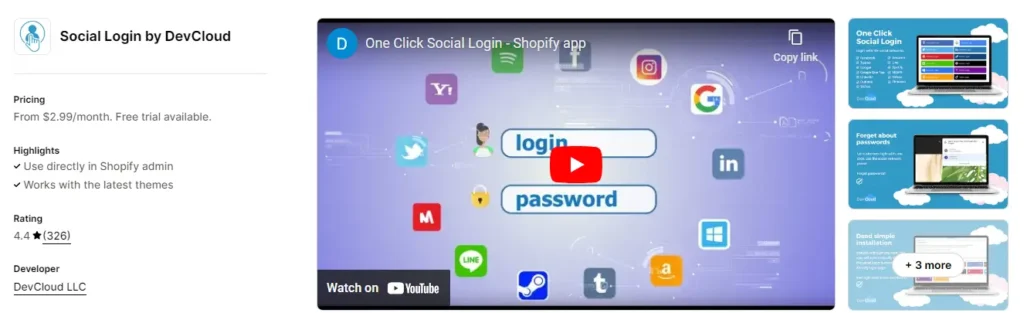 One click social login