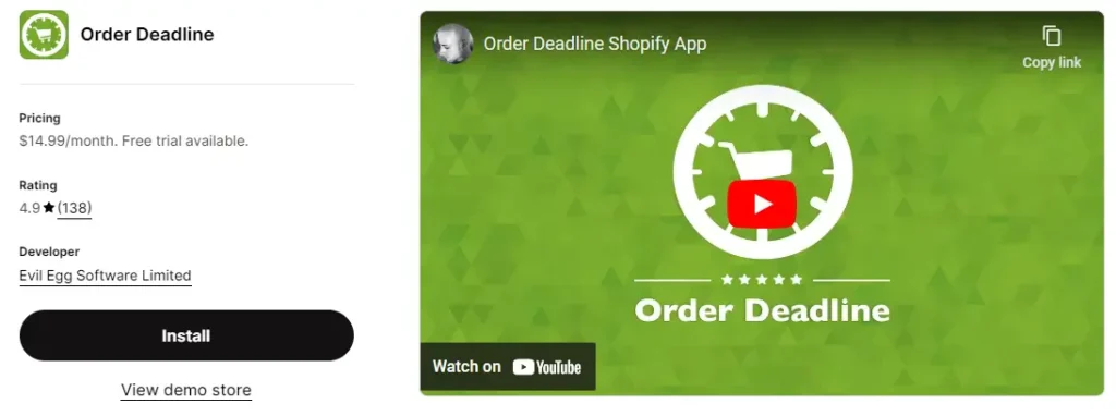 Order deadline