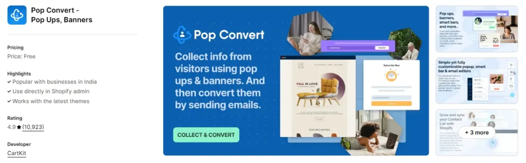 Pop convert popups banners for shopify