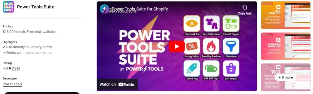 Power tools suite – best shopify app for automated collection management