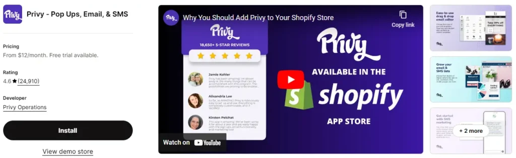 Privy best for popups and cart recovery emails