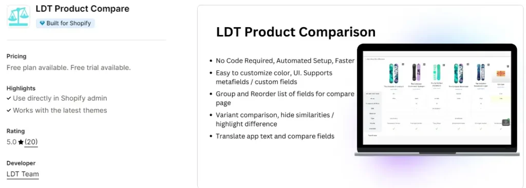 Product compare save