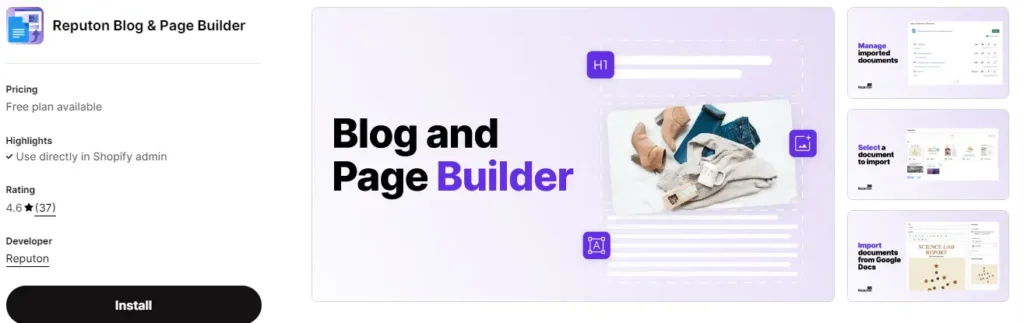 Reputon blog page builder