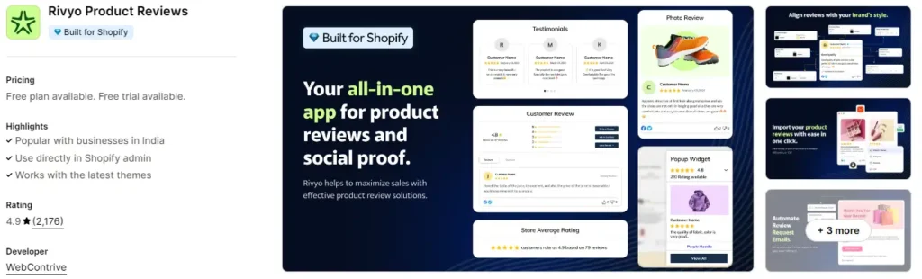 Rivyo simple shopify review app for easy review importing