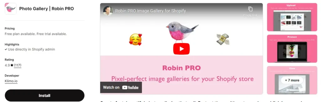 Robin pro image gallery