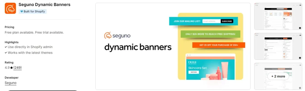 Seguno dynamic shopify banner suite