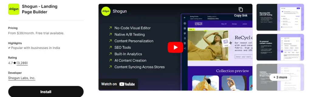 Shogun – the best page builder for shopify store customization