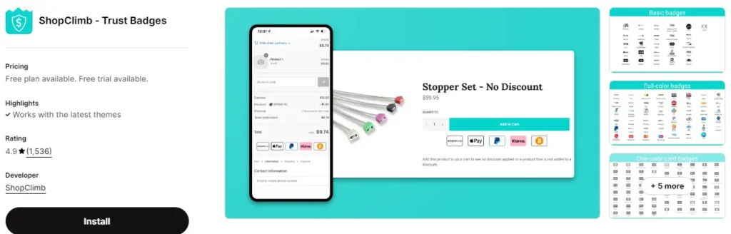 Shopclimb – focused on payment and trust badges