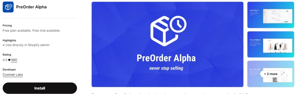 Shopifys pre order alpha