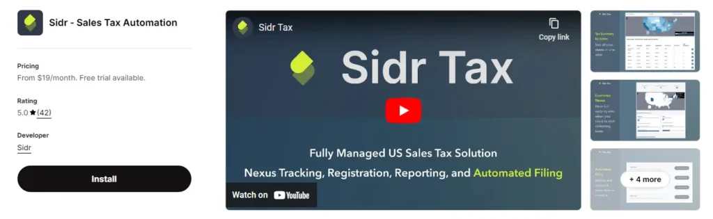 Sidr best for u. S. Sales tax automation