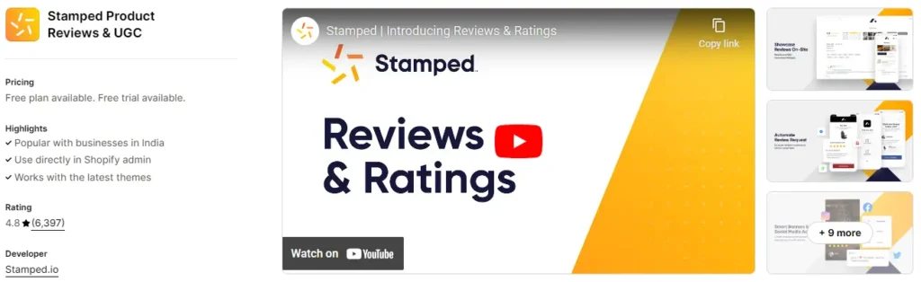 Stamped. Io best shopify review app for video reviews and referral features