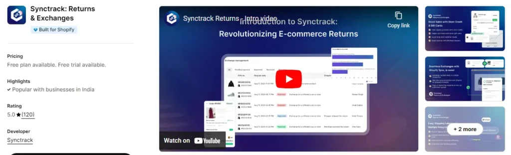 Synctrack returns exchanges