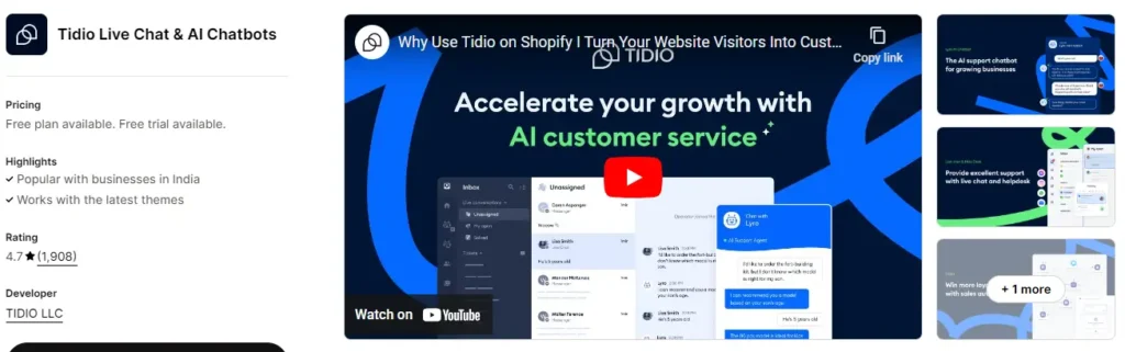 Tidio a multi channel shopify cart recovery app