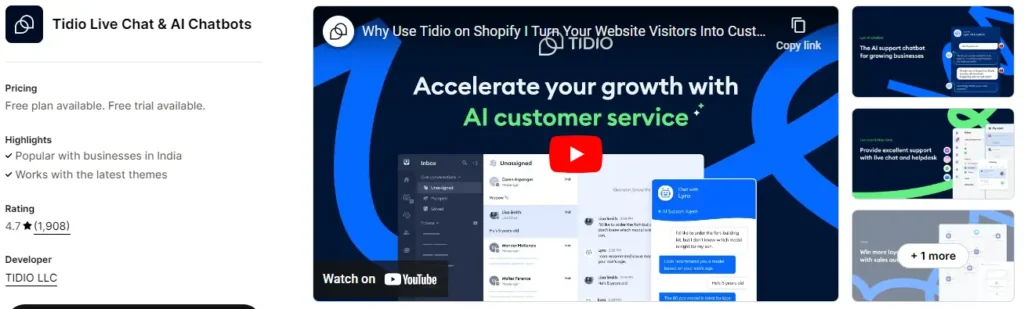 Tidio – all in one shopify exit intent popup app with live chat 2