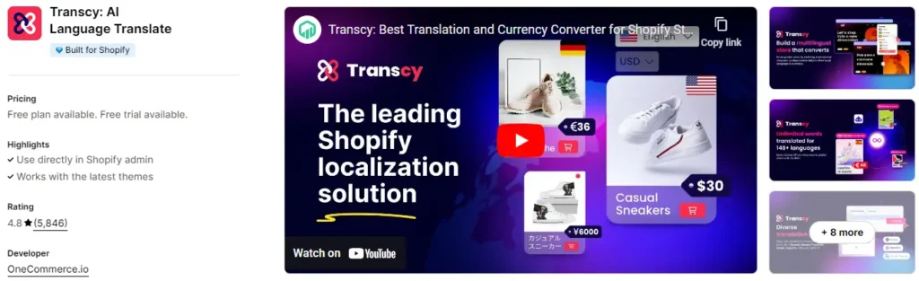 Transcy ai powered language and currency support