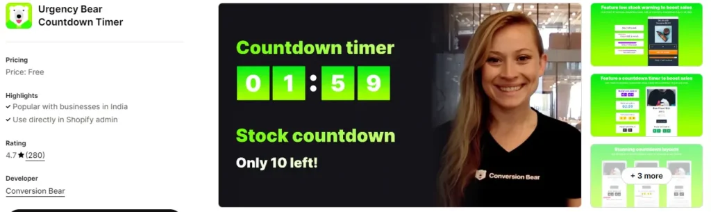 Urgency bear countdown timer