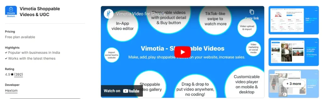 Vimotia shoppable videos