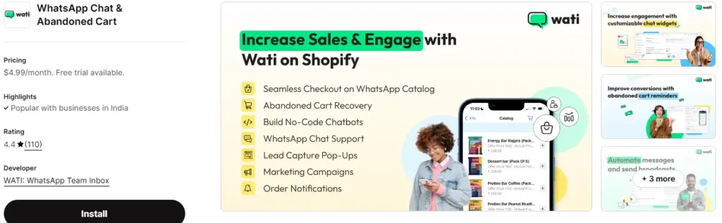 Whatsapp chat abandoned cart – best shopify chat app for mobile friendly support