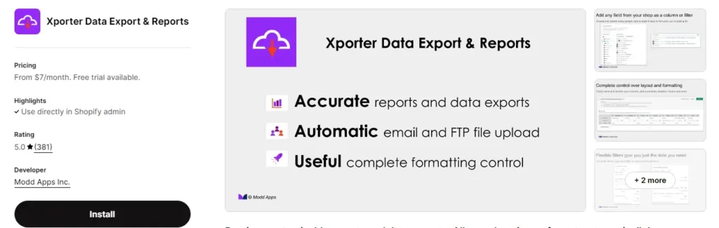 Xporter data export reports