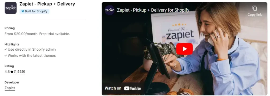 Zapiet delivery date pickup