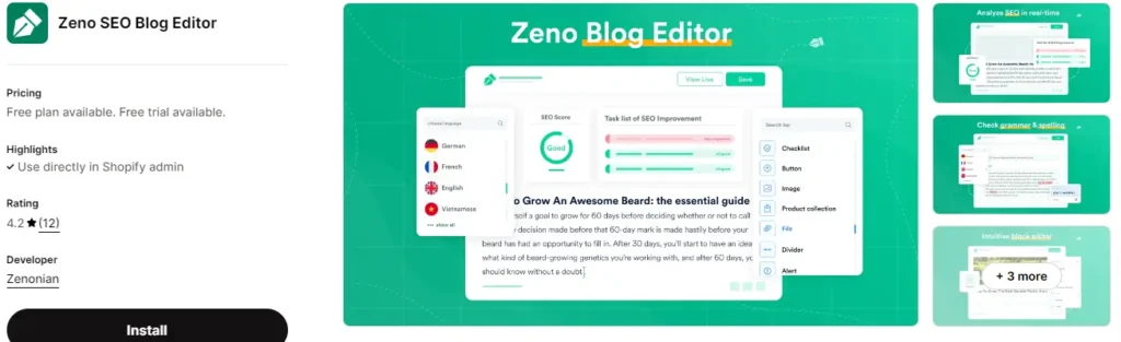 Zeno blog editor