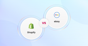 A visual clash between Shopify and eBay logos.