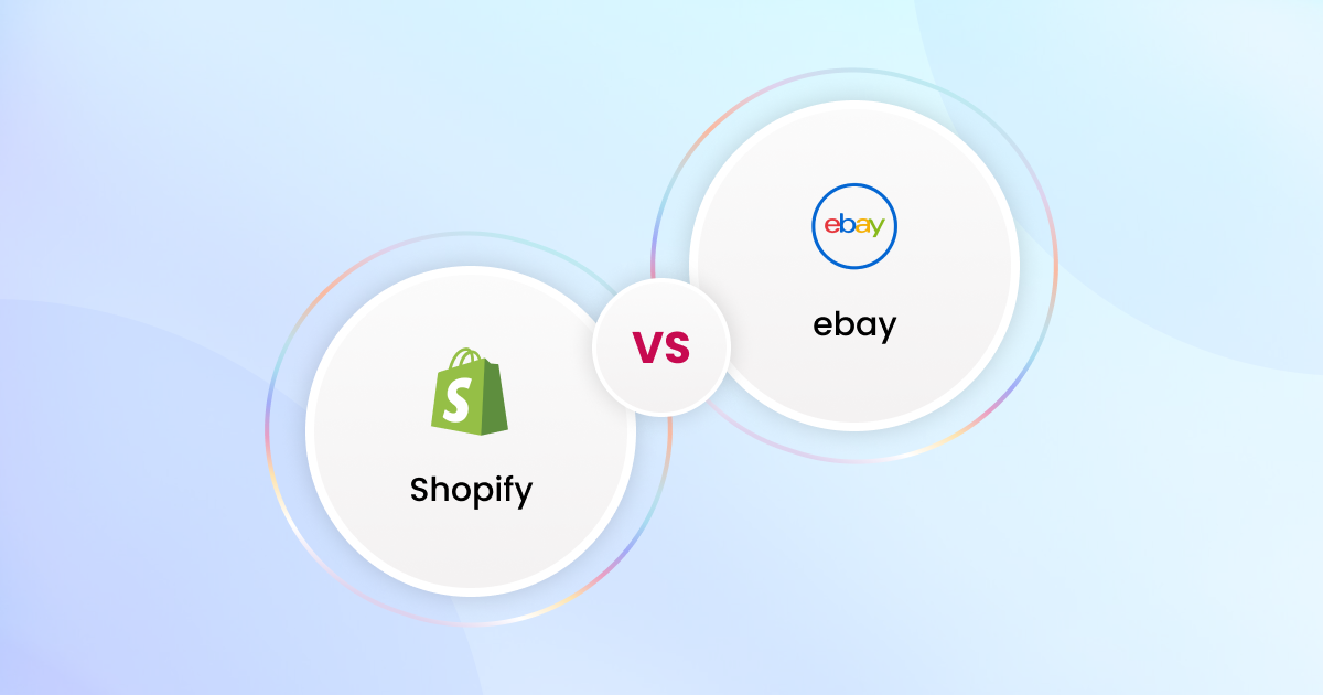 A visual clash between Shopify and eBay logos.