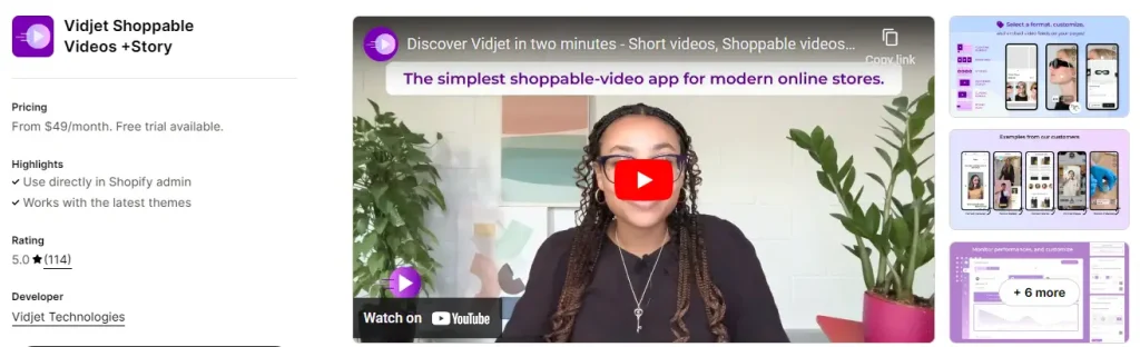 Vidjet ‑ shopify video app