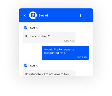 A conversation between two people on a phone screen, with the assistance of eva ai.