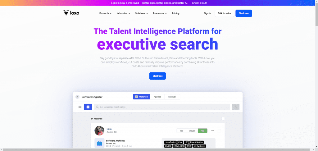 Utilizing the best ats technology, this talent intelligence platform is ideal for executive search.