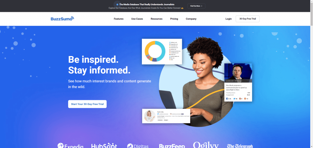A website with a blue background featuring a woman's face, ideal for Influencer Marketing for Ecommerce.