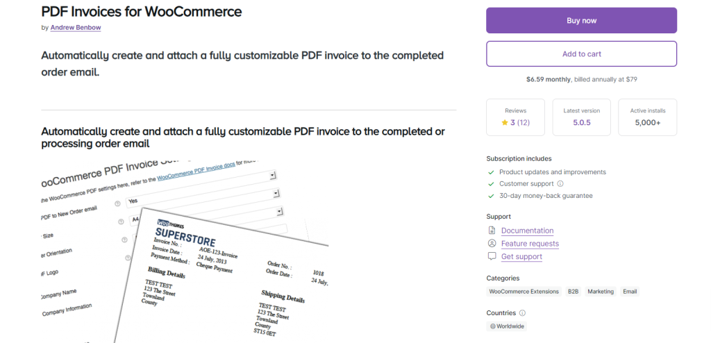 Woocommerce pdf invoices & packing slips