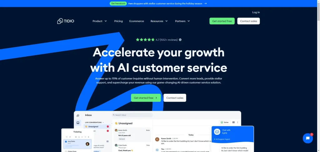 Tidio accelerate your growth with 1 ai customer service tidio